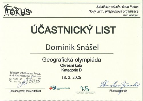 Okresní kolo zeměpisné olympiády 2  